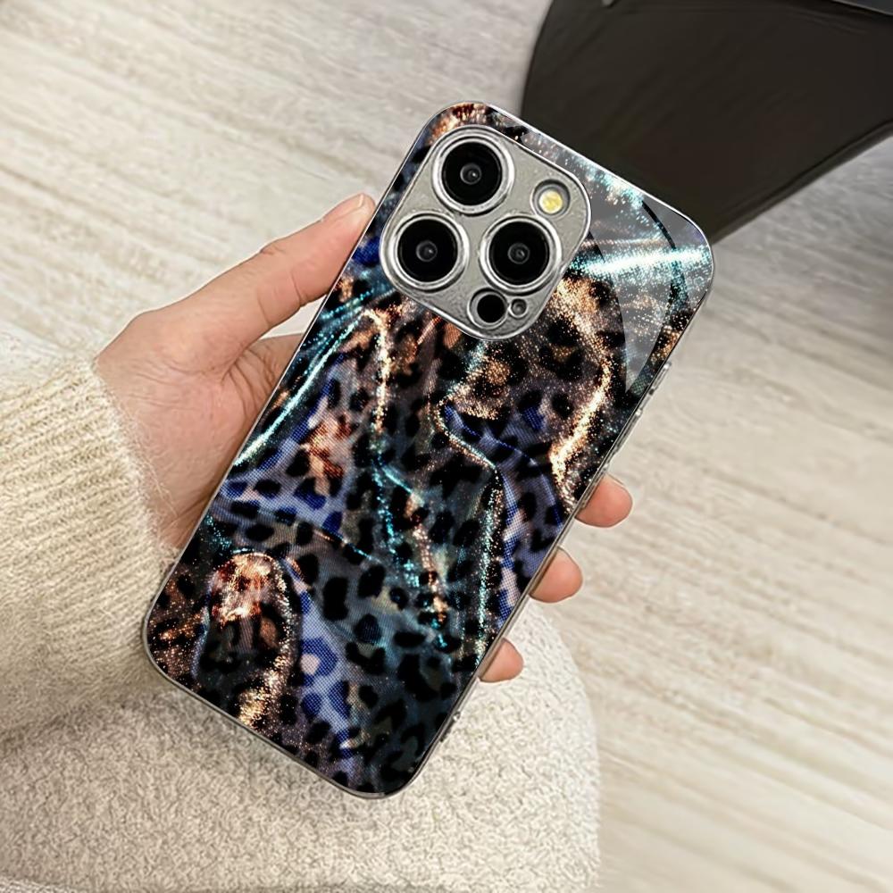 Яркие чехлы для телефона с леопардовым принтом carcasa Smartphone Glass Phone Case для iPhone 17 16 15 14 13 12 11pm Pro Plus fundas
