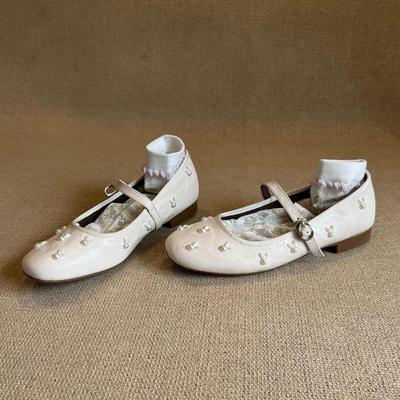 Версия из овчины~ Французский вечерний бриз жемчужный кролик с туфлями Мэри Джейн женские ретро туфли на плоской подошве из кожи с мелким вырезом