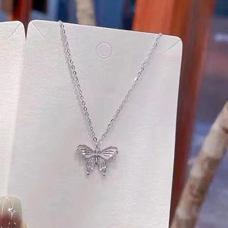 Серебряное ожерелье S925 из стерлингового серебра в стиле Го Фэн Мори с легкой роскошной шелковой бабочкой для женщин, модный милый дизайн