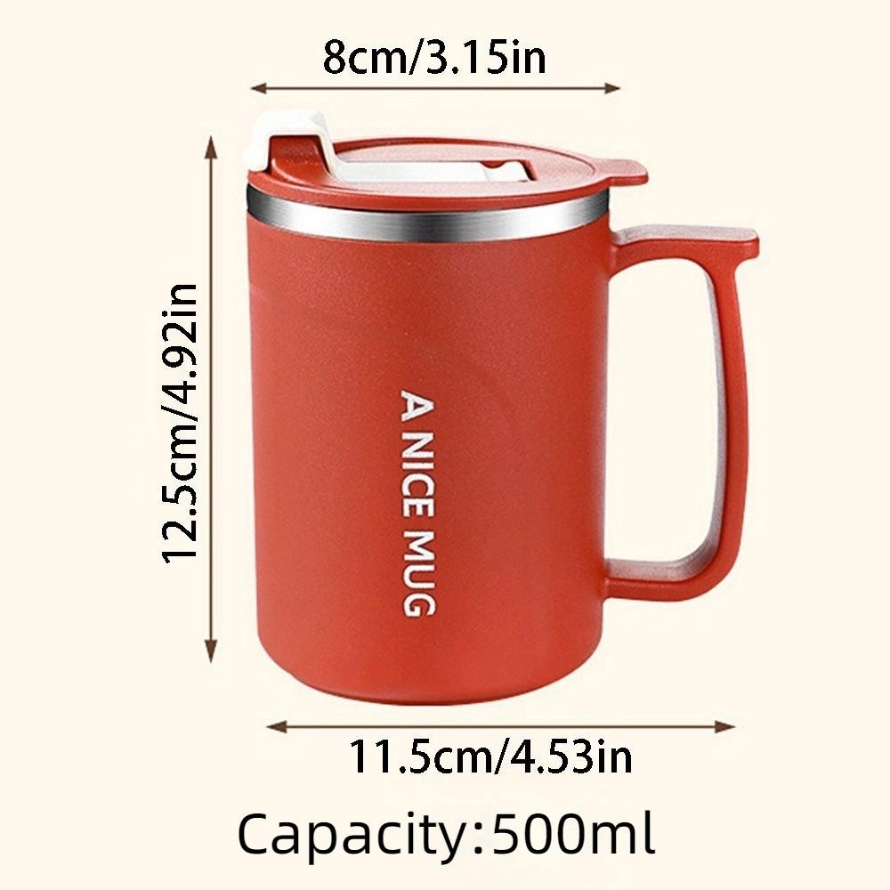 500ml Insulated Coffee Cup Double-layer Stainless Steel Thermos Cup Leak-proof Heat-resistant Vacuum Water Bottle Office Worker