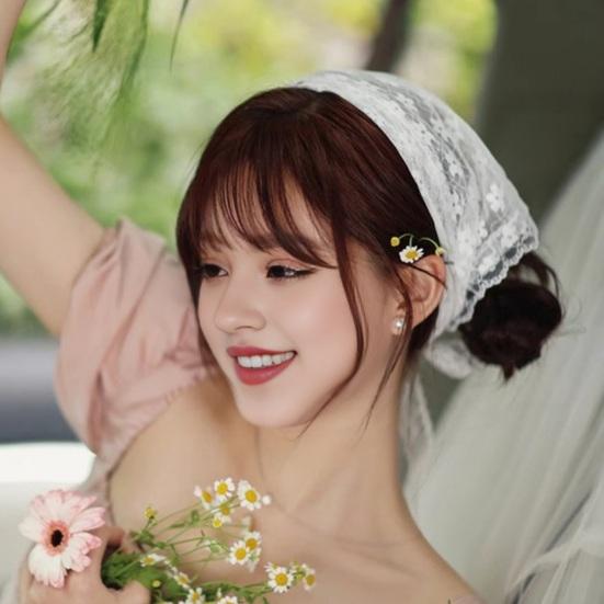 Кружевной платок на голову, треугольный галстук, повязка на голову с кружевным цветочным украшением, сплошной цвет, стилизованное украшение для фотосъемки