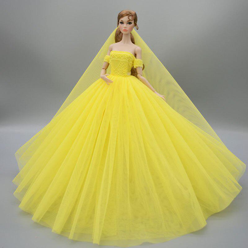 Свадебное платье с вуалью для кукол Барби