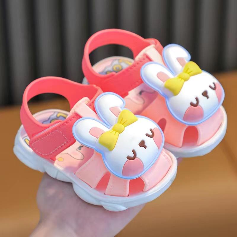 Baby Summer 3D Rabbit Bear Boys Girl's Sandals Kids Cartoon PVC Non Slip Sandals Children Soft Bottom Hook Loop Kids Beach Shoes