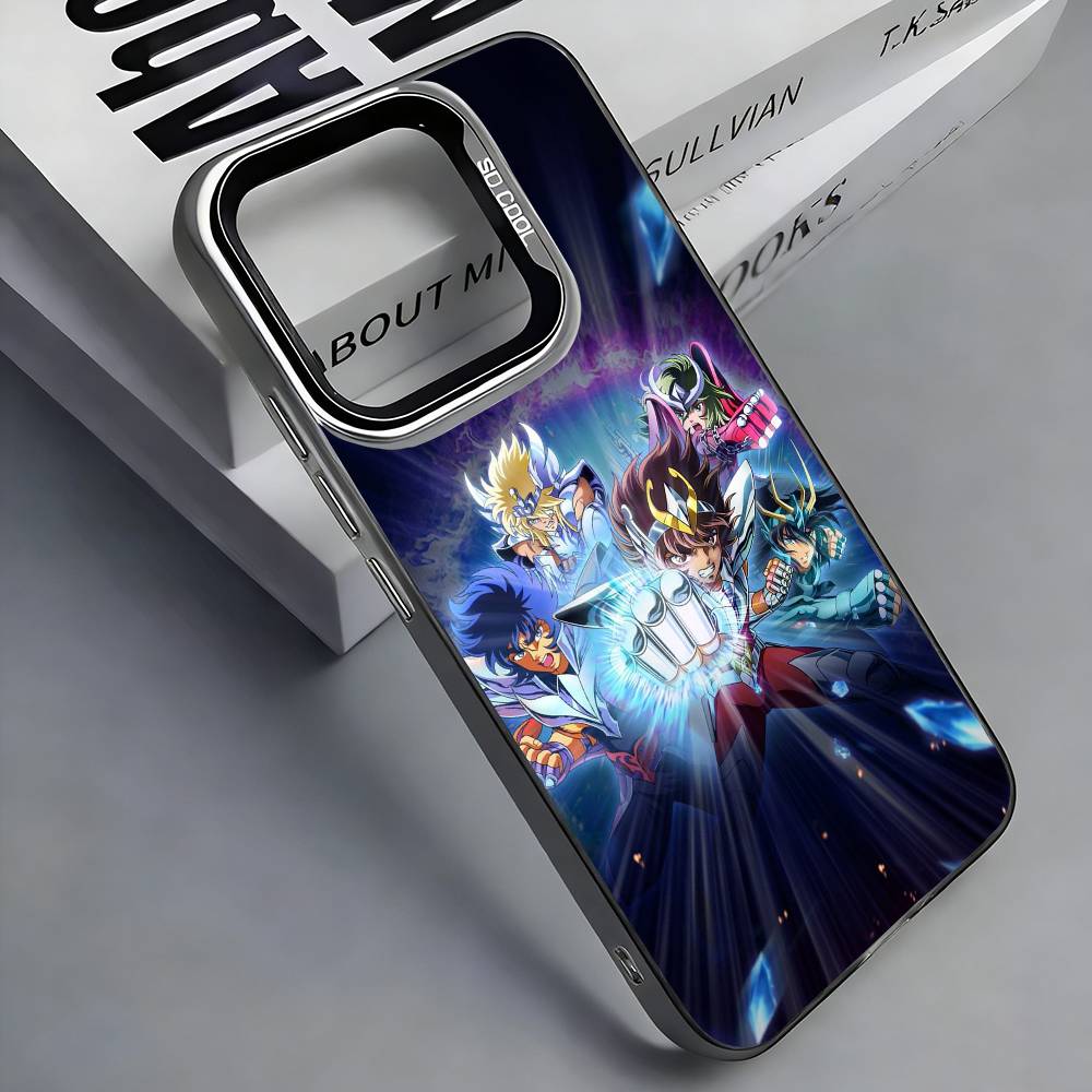 S-Saint S-Seiya Anime Colorful Silver Back Phone Case For IPhone 17 16 15 14 13 12 11 Plus Pro Max Plus