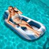 Inflatable Lounger Float Pool Float with Backrest Cupholder Wear Resistant Extra Large Thick