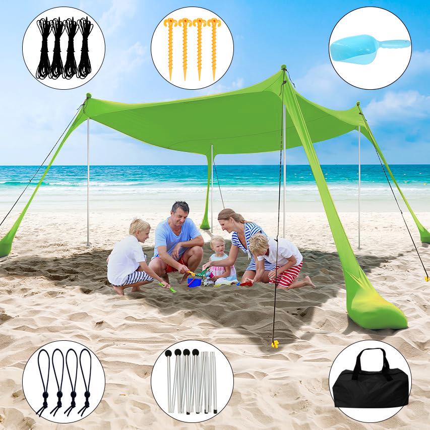 Приморский Портативный Кемпинговый Навес Тент Солнцезащитный для Отдыха на Открытом Воздухе, Пляжа и Рыбалки