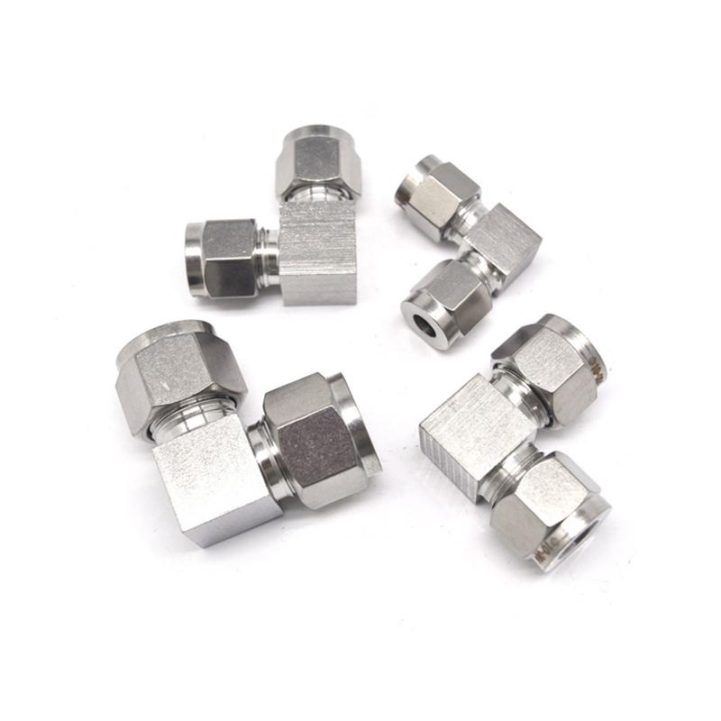 Double Ferrule 90 Equal elbow 304 Stainless Steel 6mm 8mm 10mm Tube Instrument gas source oil pipe ferrule joint Fitting