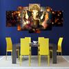 Modular Picture Home Decor Canvas Painting Top-Rated 5 Panel Lord Ganesha Landscape Wall Pictures For Living Room Painting YGYT No Frame