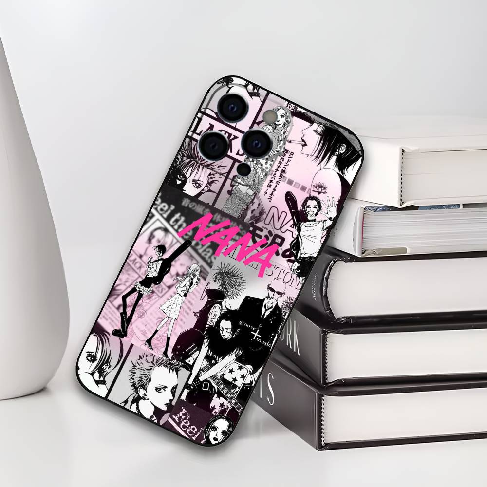 Аниме N-NANA Чехол для телефона iPhone 17,16,15,14,13,12,11 Plus,Pro Max,XS,Мягкий черный чехол