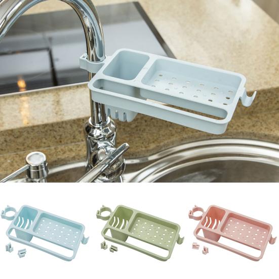 Adjustable Draining Rack Sponge Soap Container Holder Kitchen Bathroom Organizer