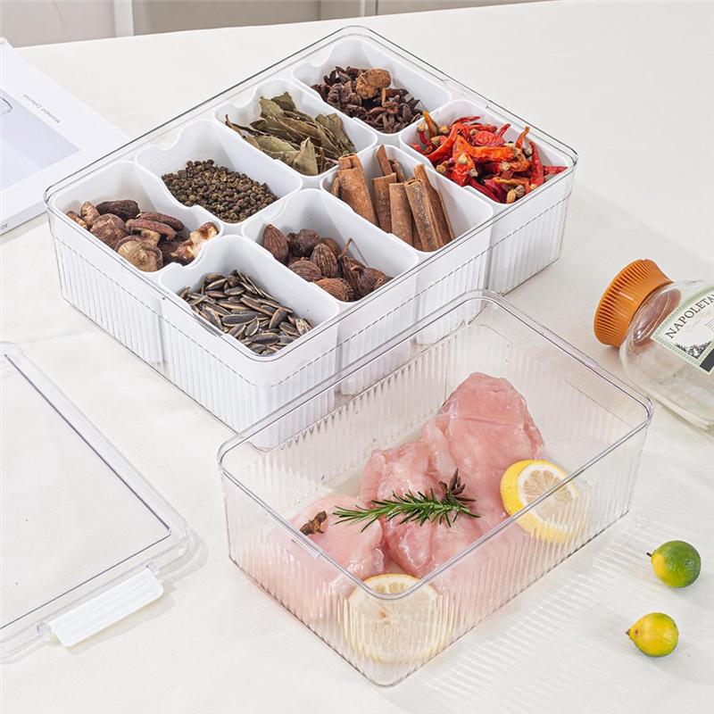 Large Snackle Box - Divided Serving Tray With Lid - Charcuterie Container For Portable Snack - Clear Organizer-B61B