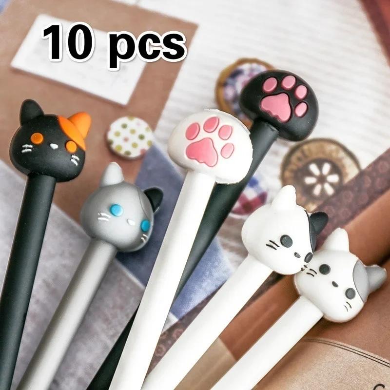 5pcs/set 0.5mm Kawaii Cat Gel Pen Cute Claw Black Ink for Writing Stationery Office School Supplies Drawing Pens Random Color
