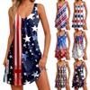 Women's Summer Casual Independence Day Printed Tank With Pockets Dresses