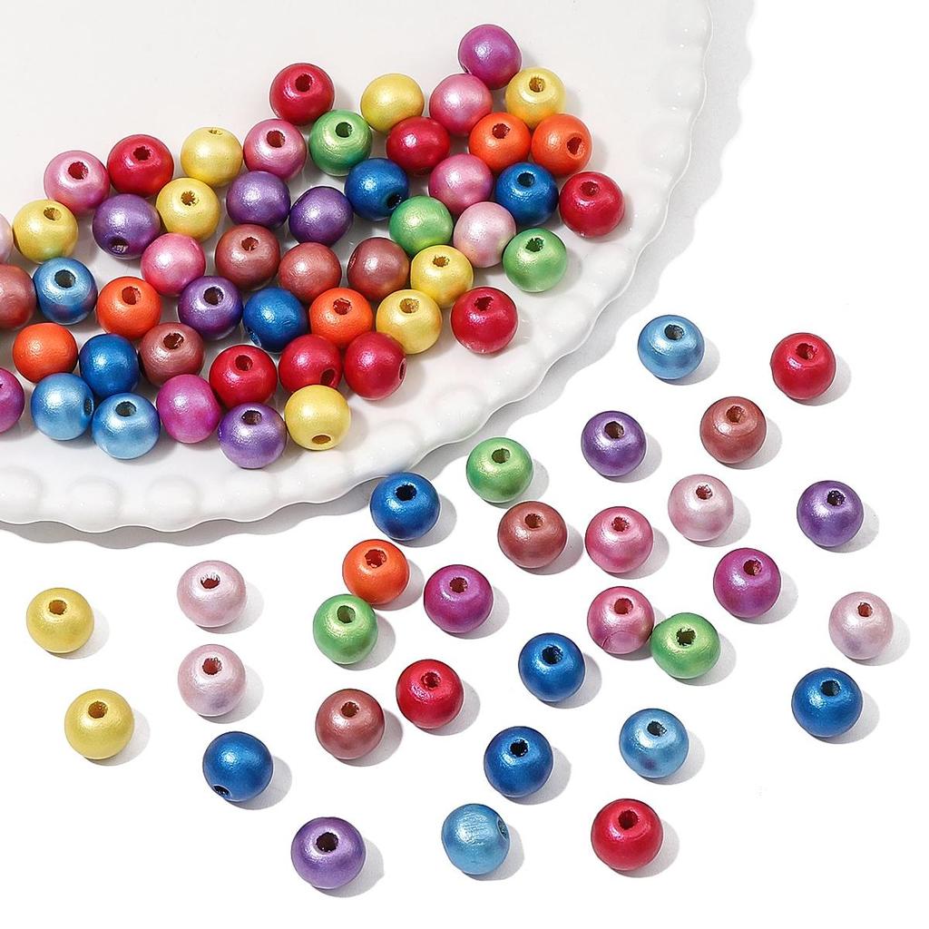 30 шт., 10 мм, круглые бусины из натурального дерева, перламутровые, окрашенные, для подвесок, браслета, ожерелья, бахрома, художественное ремесло, украшенные аксессуары ручной работы «сделай сам»