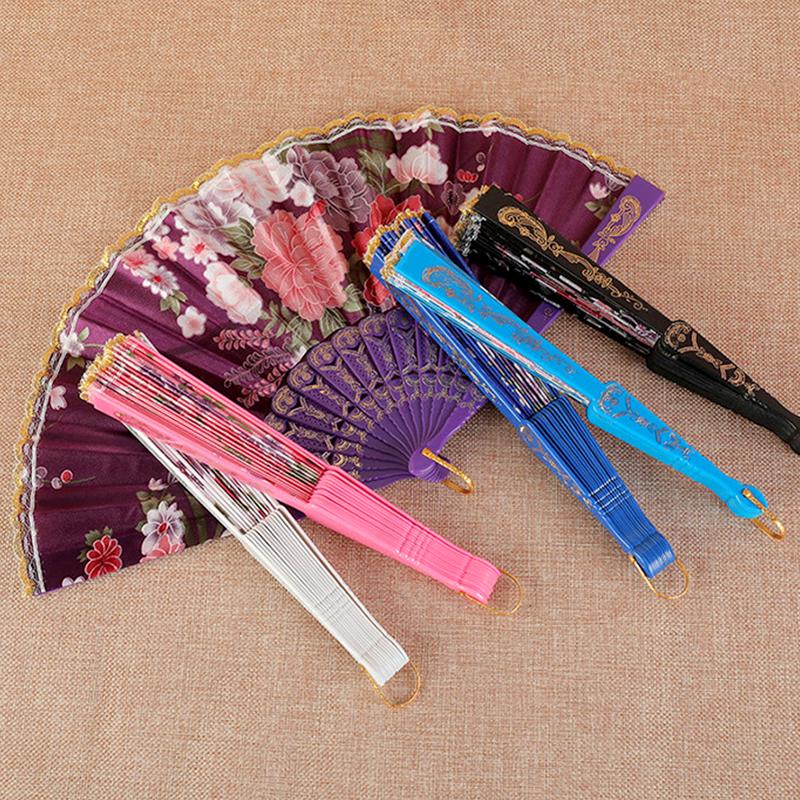 1 шт. Складной веер Элегантный и роскошный цветочный узор Винтажный танцевальный веер Модный китайский стиль Ручной штампованный дизайн