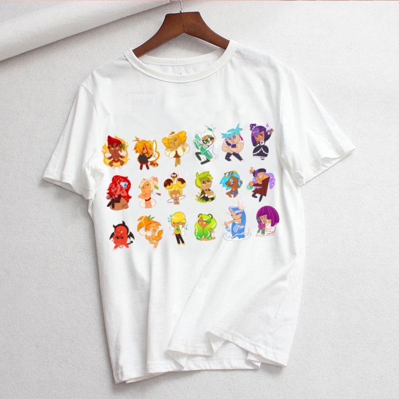 Shadow Milk Cookie Run Kingdom Чисто-ванильный печенье Принт Женская футболка Женская Повседневная с круглым вырезом Рубашка с коротким рукавом Женская