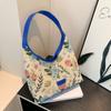 Go Out Small Floral Tote Bag Women's Fashion Casual Niche Commuter Single Shoulder Canvas Underarm Bag