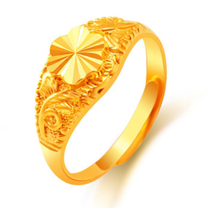 Sand Gold Ring for Women, Long-lasting Color Retention, Niche Sweet Imitation Gold Open Female Ring, Copper Alloy Accessories