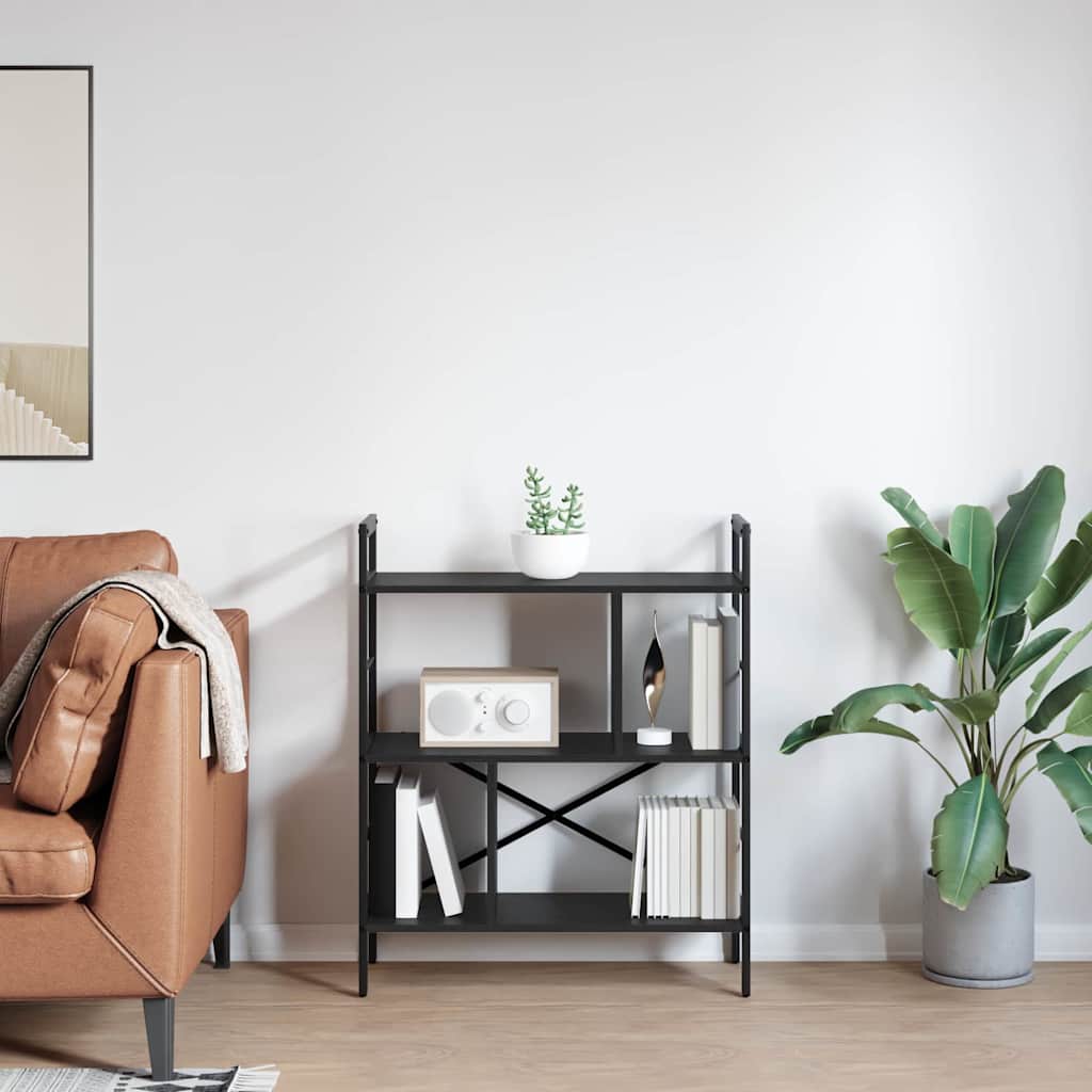 Bookshelf Black Oak Effect 75 x 30 x 91 cm Engineered Wood