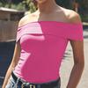Летняя новая сексуальная футболка на одно плечо без бретелек, женская модная однотонная облегающая повседневная футболка, женская элегантная укороченная футболка с открытыми плечами 24770