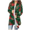 Women's Fashion Casual Christmas Print Medium Length Cardigan Jacket Coat