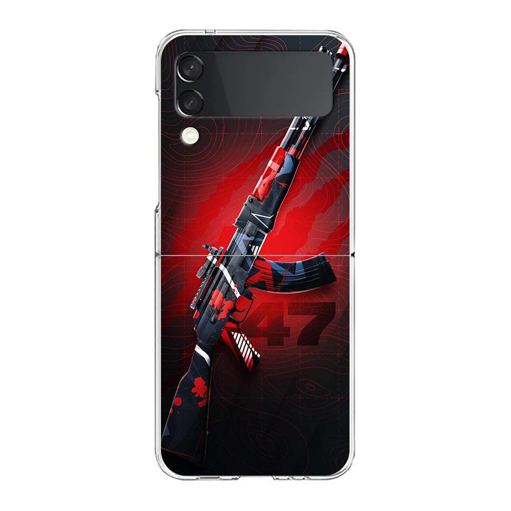 AK47 Пистолет Пули Для Samsung Galaxy Z Flip 3 4 5G Жесткий Складной Прозрачный ПК Чехол Для Телефона Для Samsung Z Flip3 Прозрачная Крышка