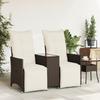 Vidaxl Rozkładana Sofa Ogrodowa Ze Stolikiem, 2-Os., Brąz, Rattan Pe