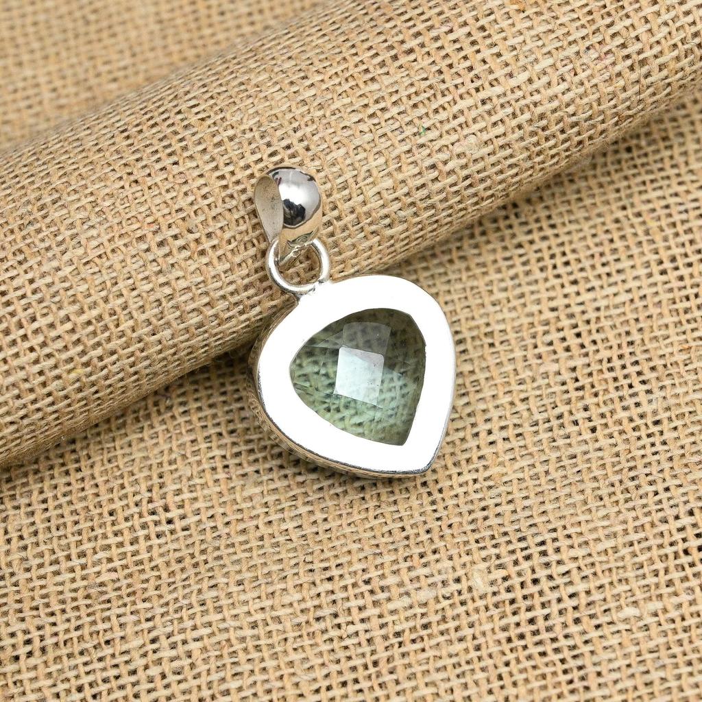 Heart Shape Aqua Apatite Gemstone Handmade 925 Solid Sterling Silver Jewelry Pendant For Wedding Gift