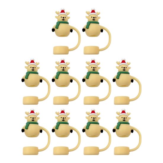 2/5/10Pcs Christmas Straw Cover Cute Ghost Design Silicone Straw Cap Dustproof Splash Proof 10mm Straw Tips Washable Anti-Slip Fit Lids Cup