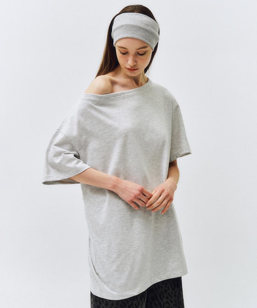 CITTA Reversible Off Shoulder T-Shirt_Ctt362(Melange White)