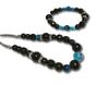 Комплект из 2 предметов: ожерелье и браслет из синего тигрового глаза с соколиным глазом, парные аксессуары, четки из натурального камня, черный цвет = &
