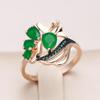 Unique Black Texture Full Green Zircon Flower Women's Rings Rose Gold Color Luxury Jewelry