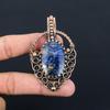 Красивый драгоценный камень содалит ручной работы из чистой медной проволоки, обернутый кулоном, ювелирные изделия