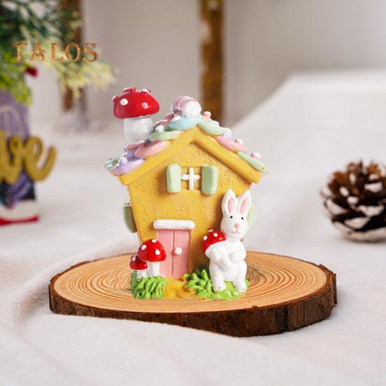 Миниатюрные фигурки домиков, маленькая пасхальная статуэтка пряничного домика в виде кролика, смоляное микроландшафтное украшение для стола, декор для домашней вечеринки