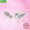 New Style 100 %925 Sterling Silver Pav éAngel Wing Earrings Wwomen 'S Cubic Zircon Fashion Jewelry S925