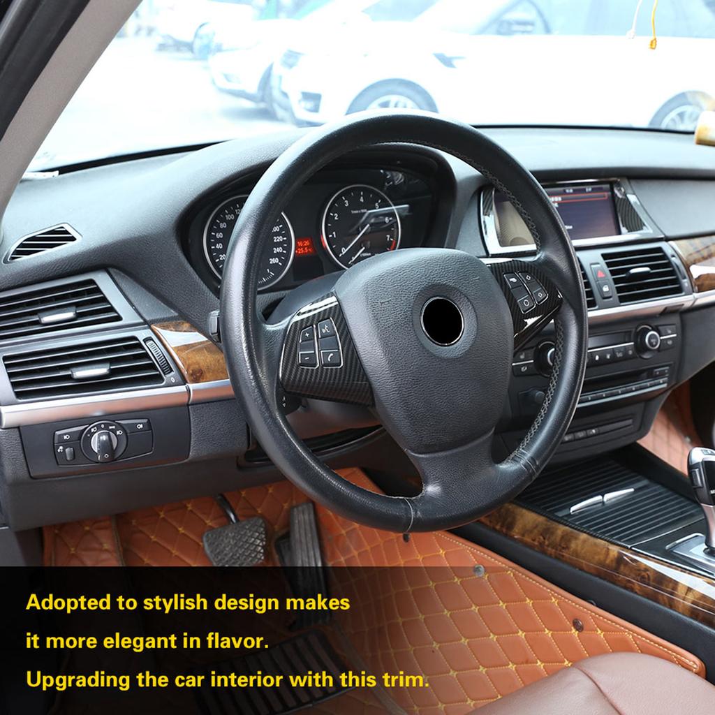 2 шт. Накладка-декорация на рамку кнопок рулевого колеса в стиле карбонового волокна для BMW X5 E70 2008–2013