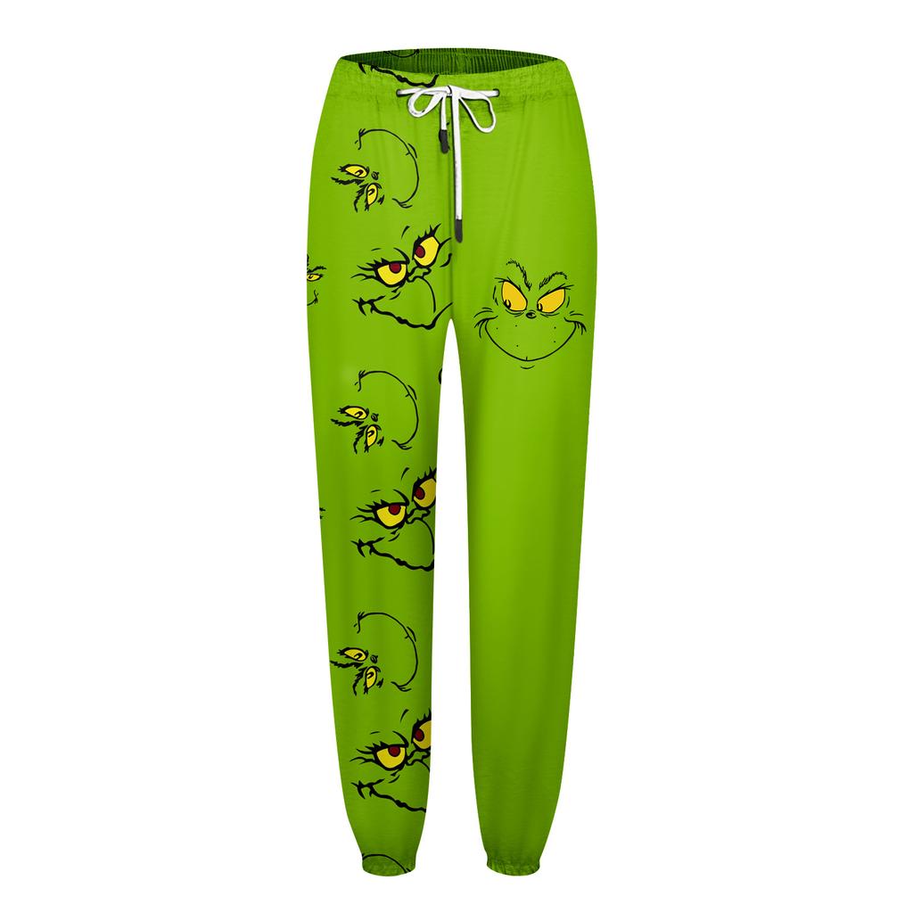 Женские модные рождественские свободные однотонные повседневные спортивные брюки с завязками на талии