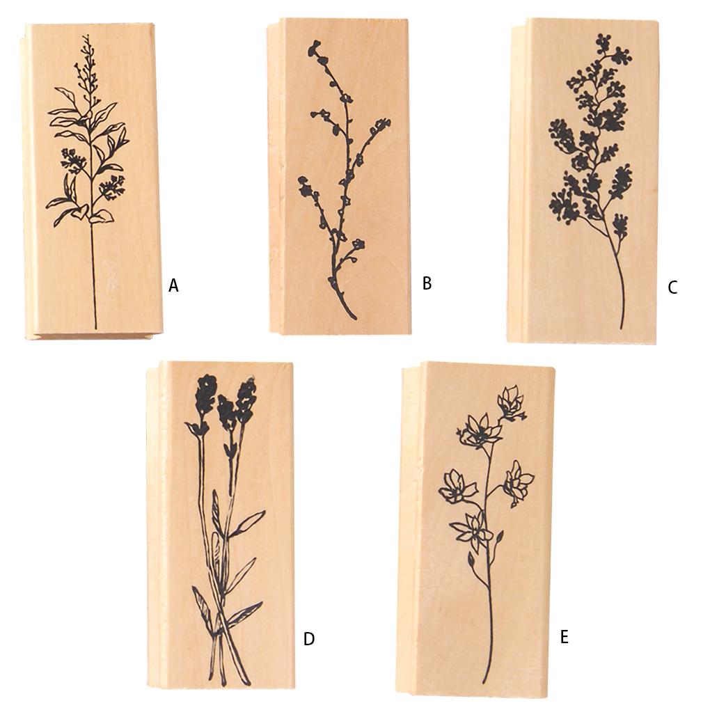 Винтажные штампы с изображением травянистых растений, деревянные резиновые штампы своими руками для скрапбукинга