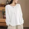 Johnature Fashion Personality Splicing Casual T-Shirt Woman Autumn Casual O-Neck Solid Color Loose T-Shirt