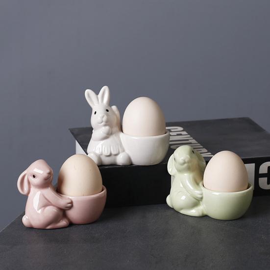 Керамическая подставка для яиц в виде кролика, декор для стола для завтрака, подставка для яиц в виде кролика для яиц всмятку, украшение для дома на Пасху