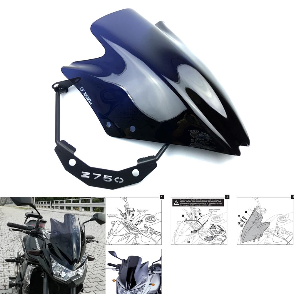 Ветровые стекла для мотоциклов Ветровые дефлекторы Ветровое стекло Подходит для Kawasaki Z750 Z750R Z750 2007 2008 2009 2010 2011 2012
