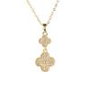 Copper Micro Inlaid 18K Gold Zircon Clover Stainless Steel Necklace