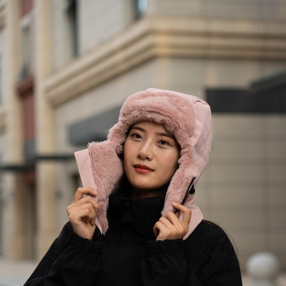 Cold Resistant Warm Scarf Face Mask Solid Color Lei Feng Hat 4-in-1 Winter Cycling Hat Women
