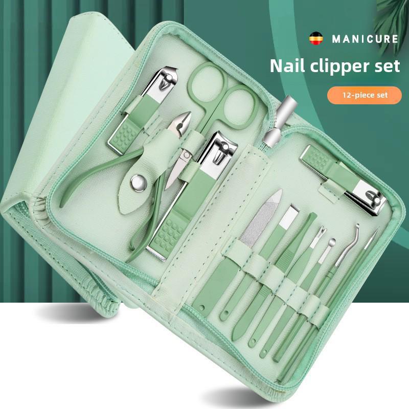 Набор из 22-х кусачек и ножниц из нержавеющей стали с зеленым футляром на молнии