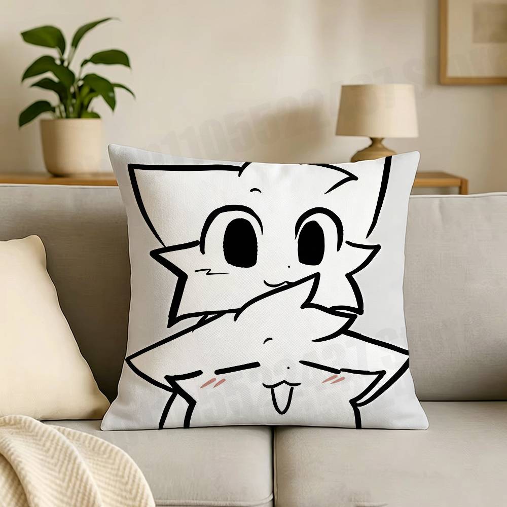 Cute Bboykisser Silly Cat Print Throw Pillow Cover Square Cushion Case for Living Room Bedroom Decor