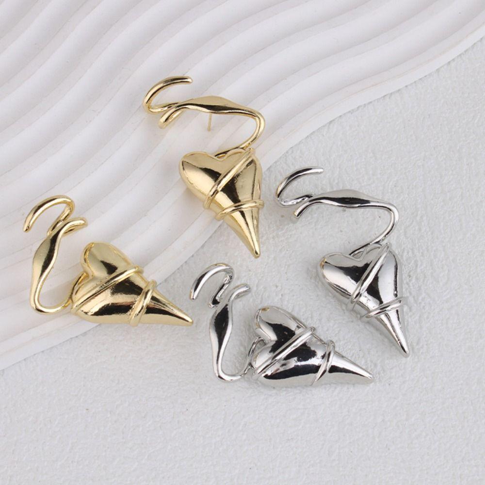 Irregular Metal Eardrop Geometry Exaggerated Earrings Unique Heart Earrings Women