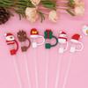 2Pcs Christmas Silicone Straw Cap 10mm Reusable Dust-Proof Straw Topper for Cup Party Decor Santa Claus Snowman
