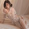 Женский пижамный комплект с вышивкой «Феникс» большого размера, Ципао - Сексуальное, Прозрачное нижнее белье 2839