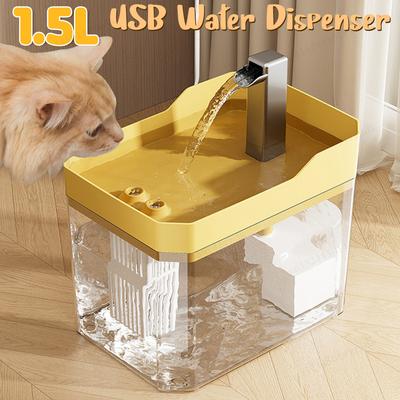 Фонтан для воды для домашних животных Автоматический фильтр USB Электрическая бесшумная поилка для кошек Чаша 1500 мл Циркулирующая фильтрующая поилка для кошек Диспенсер для воды