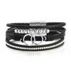 European and American style bracelet ladies multi-layer woven leather foreign trade double ring magnet buckle hand jewelry